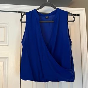 $20 Sexy Royal Blue V Neck Criss Cross Blouse size L